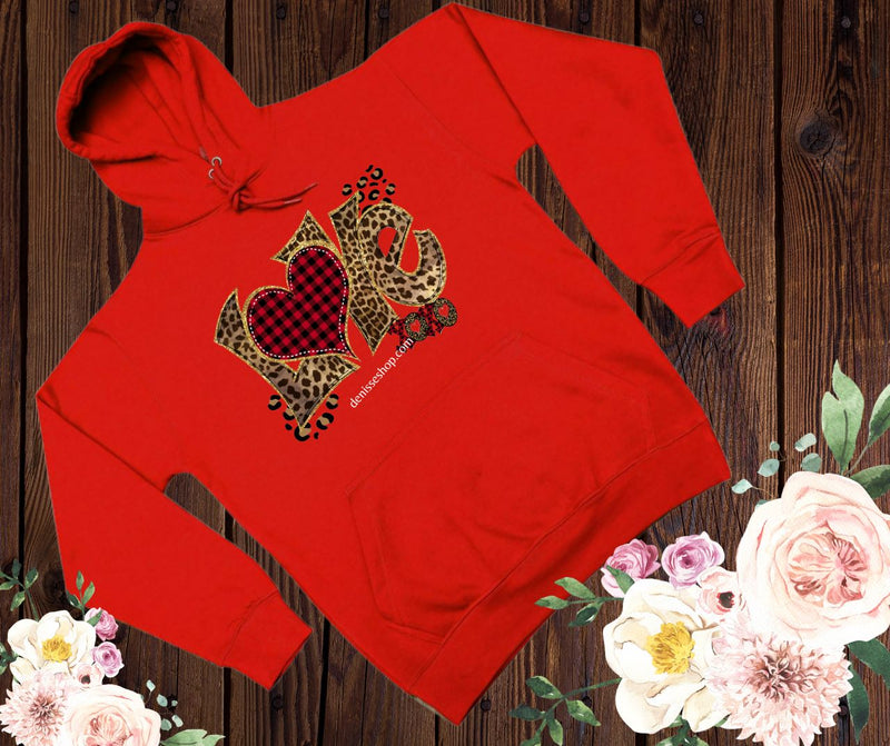 DENISSE BOUTIQUE HOODIE SWEATSHIRT ANIMAL PRINT LOVE SH040