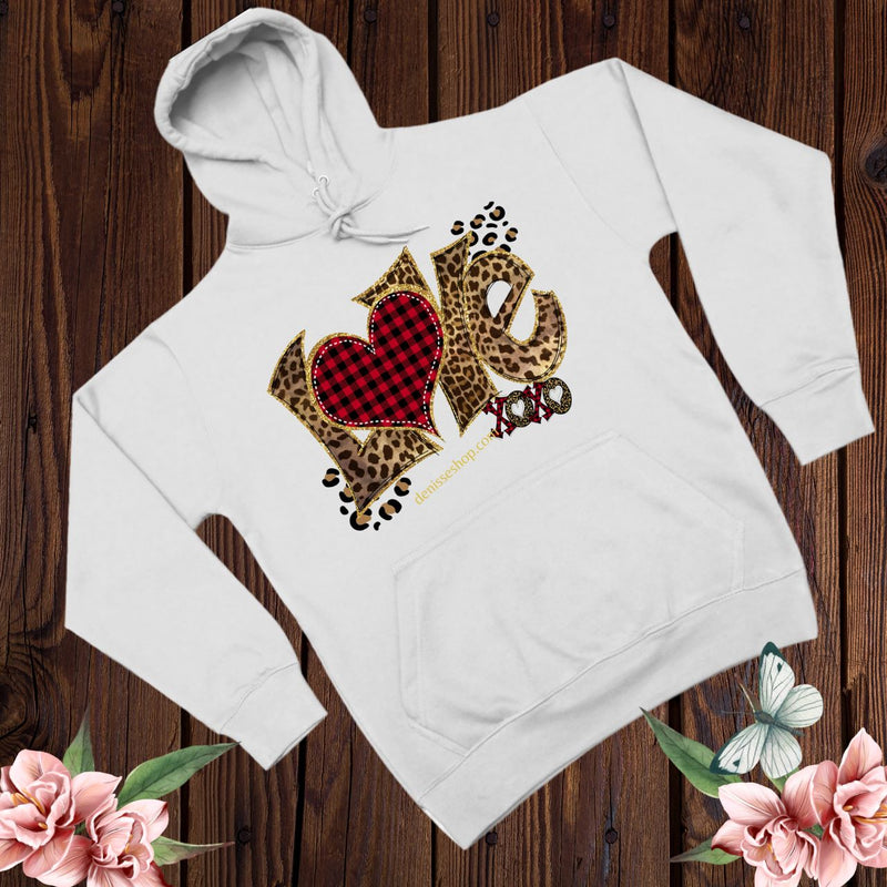 DENISSE BOUTIQUE HOODIE SWEATSHIRT ANIMAL PRINT LOVE SH040