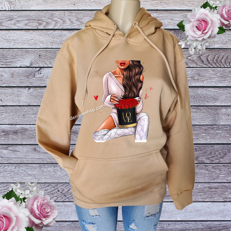 DENISSE BOUTIQUE HOODIE SWEATSHIRT LOVE FOR ROSES SH014