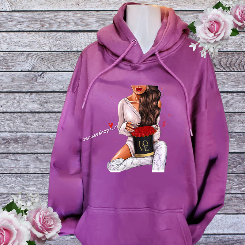 DENISSE BOUTIQUE HOODIE SWEATSHIRT LOVE FOR ROSES SH014