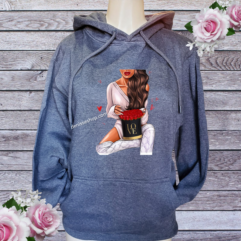 DENISSE BOUTIQUE HOODIE SWEATSHIRT LOVE FOR ROSES SH014