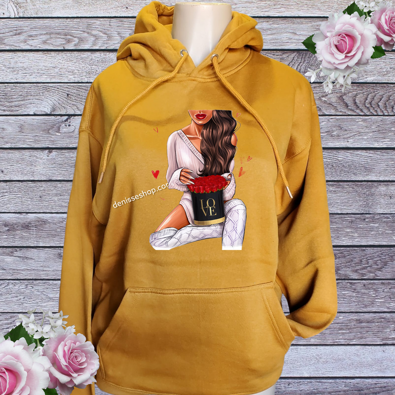 DENISSE BOUTIQUE HOODIE SWEATSHIRT LOVE FOR ROSES SH014