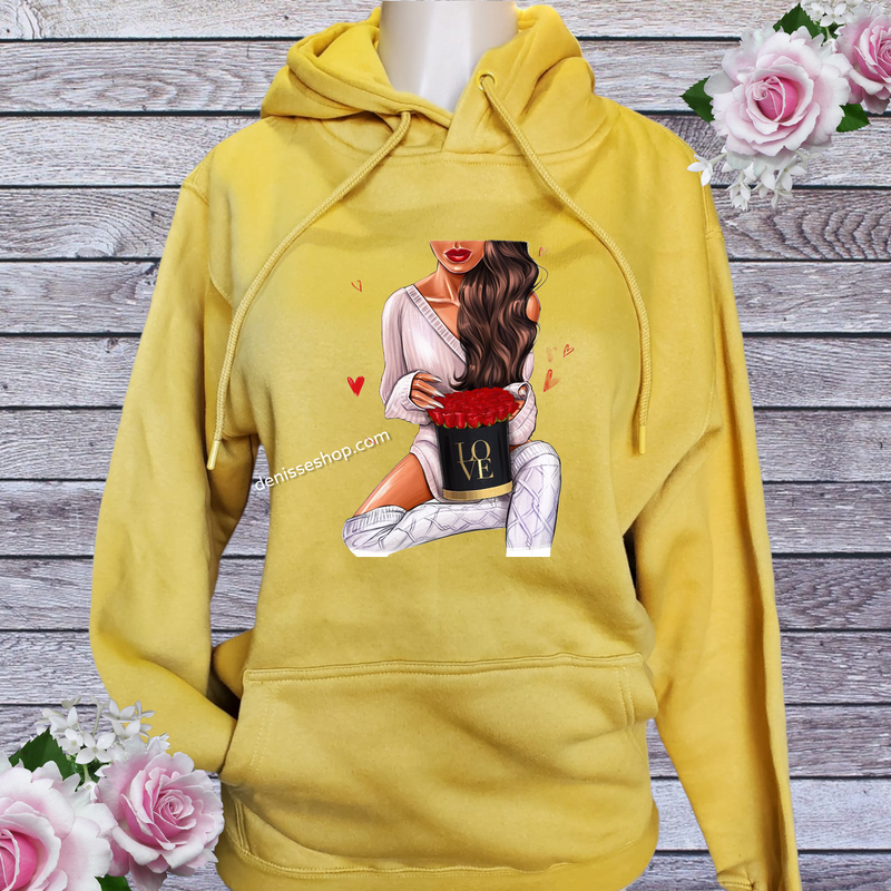 DENISSE BOUTIQUE HOODIE SWEATSHIRT LOVE FOR ROSES SH014