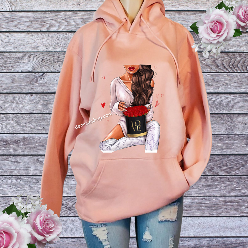 DENISSE BOUTIQUE HOODIE SWEATSHIRT LOVE FOR ROSES SH014