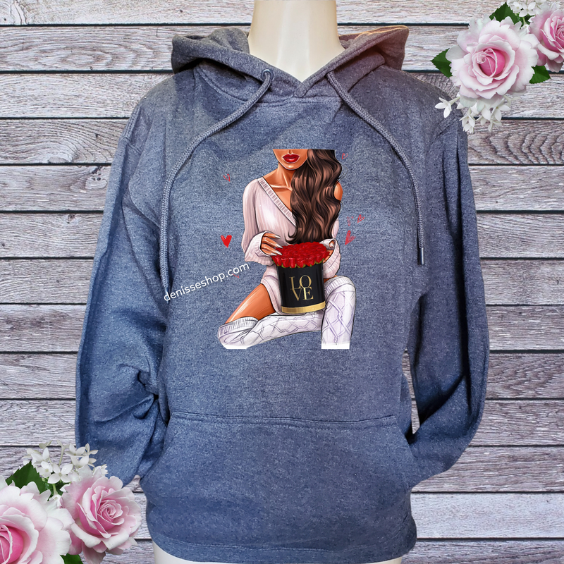 DENISSE BOUTIQUE HOODIE SWEATSHIRT LOVE FOR ROSES SH014