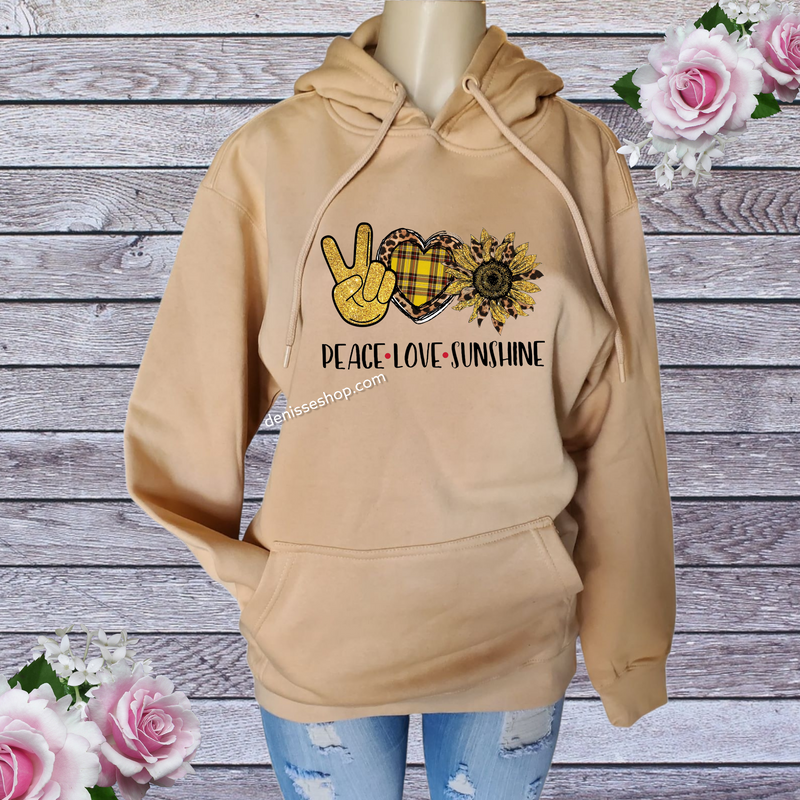 DENISSE BOUTIQUE HOODIE SWEATSHIRT PEACE LOVE SUNSHINE SH018